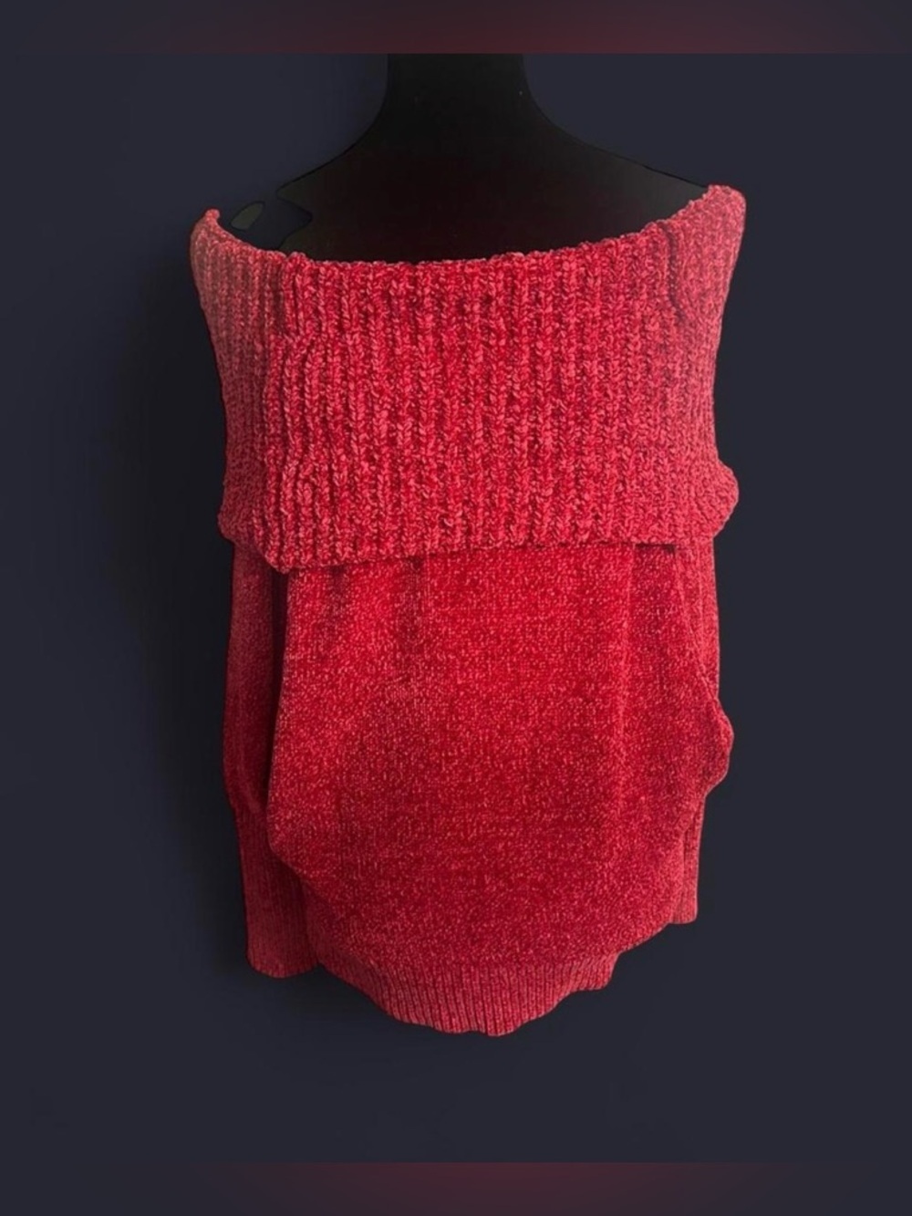White House Black Market Off-the-Shoulder Red Sweater - Picture 4 of 5